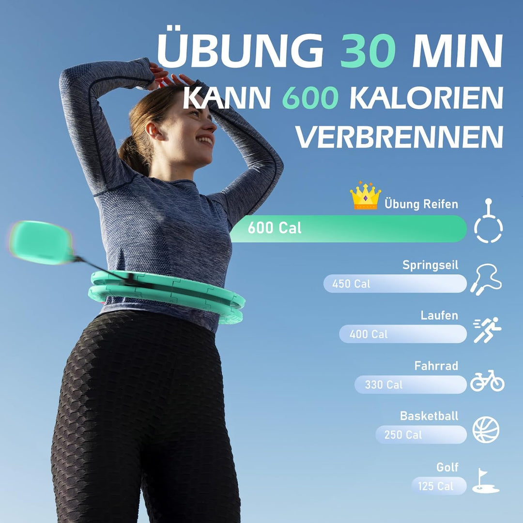 JLoibao Smart Hula Hoop Reifen Erwachsene Zum Abnehmen, 24-Stufiger Infinity Hula-Hoop (77-132cm) Mi