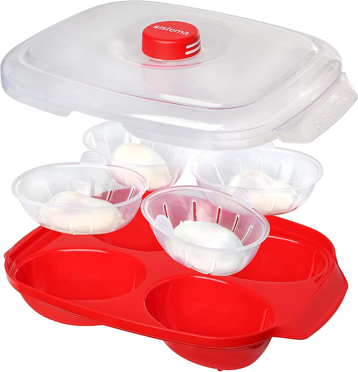 Sistema Microwave Eierpochierer für 4 Eier, rot Egg Poacher, Egg Poacher
