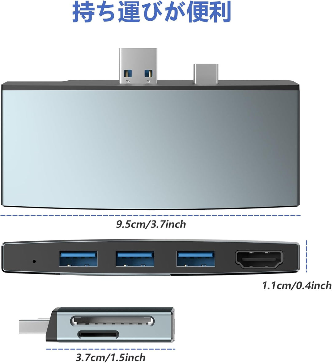 Cateck Microsoft Surface Pro USB Hub Docking Station, Aluminium Surface Pro 4/5/6 USB 3.0 Hub Adapte