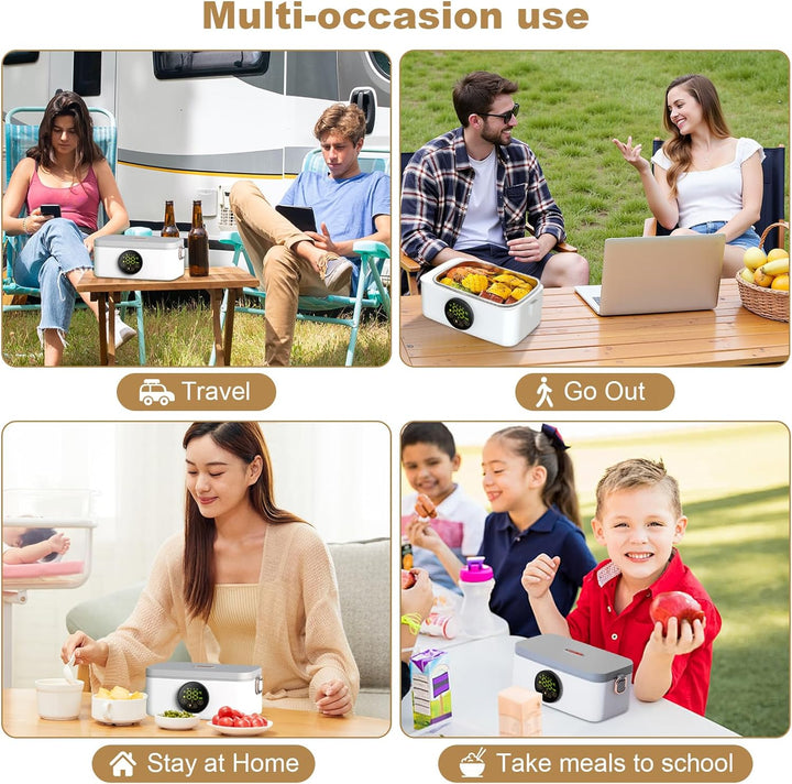 Kabellose Beheizte Lunchbox 1L, 16000mAh Tragbare Elektrische Lunchbox mit Timer und 6 Temperaturstu