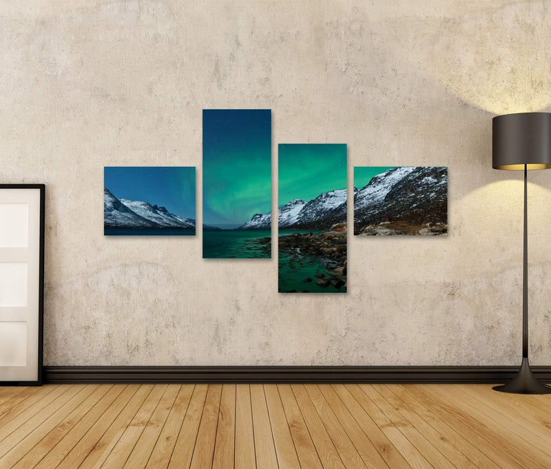 islandburner Bild auf Leinwand Aurora Borealis Nordlichter Reflektierend Bilder Wandbilder Poster Le