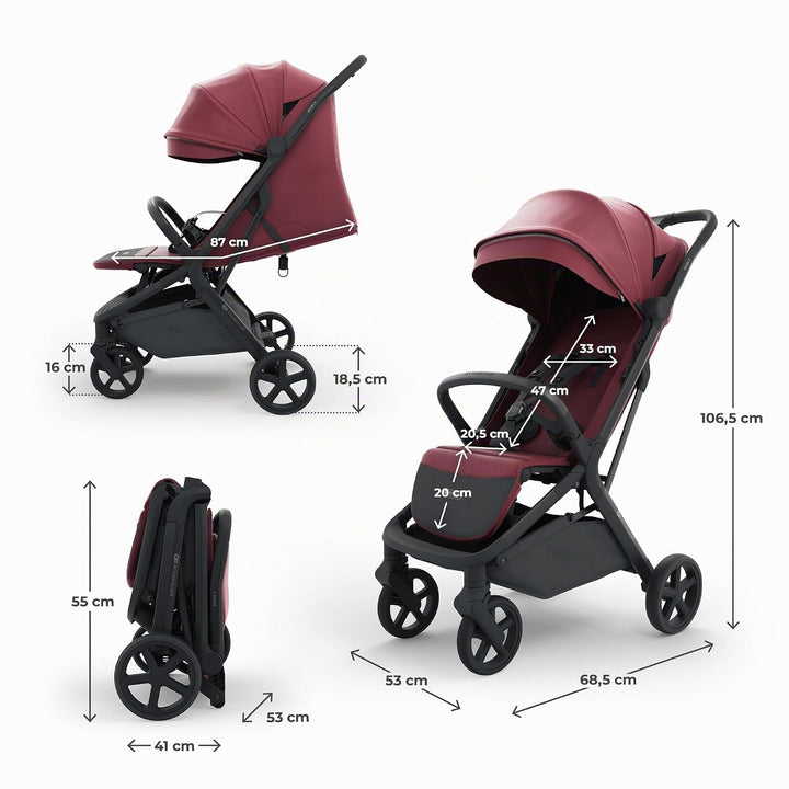 Kinderkraft NUBI 3 Buggy bis 22 kg, automatisch zusammenklappbar, grosse EVA-Räder, Mesh-Sitz, 5-Pun