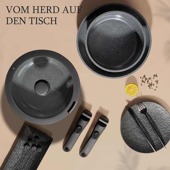GiPP Keramik Pfannenset mit Abnehmbarer Griff, 3-Teilig Pfannen set mit Antihaft Beschichtet, Pfanne