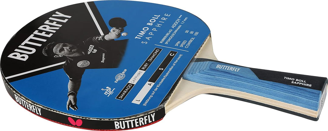 Butterfly Timo Boll Sapphire Tischtennisschläger | ITTF zertifizierter Addoy Belag für Wettkampf mit