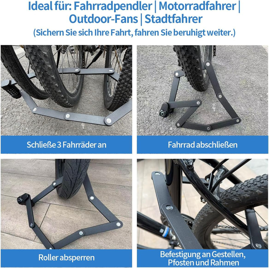 Fahrrad-Kettenschloss, Kombinations-Faltradschloss für schlüssellose, Hochwertiges Fahrradschloss mi