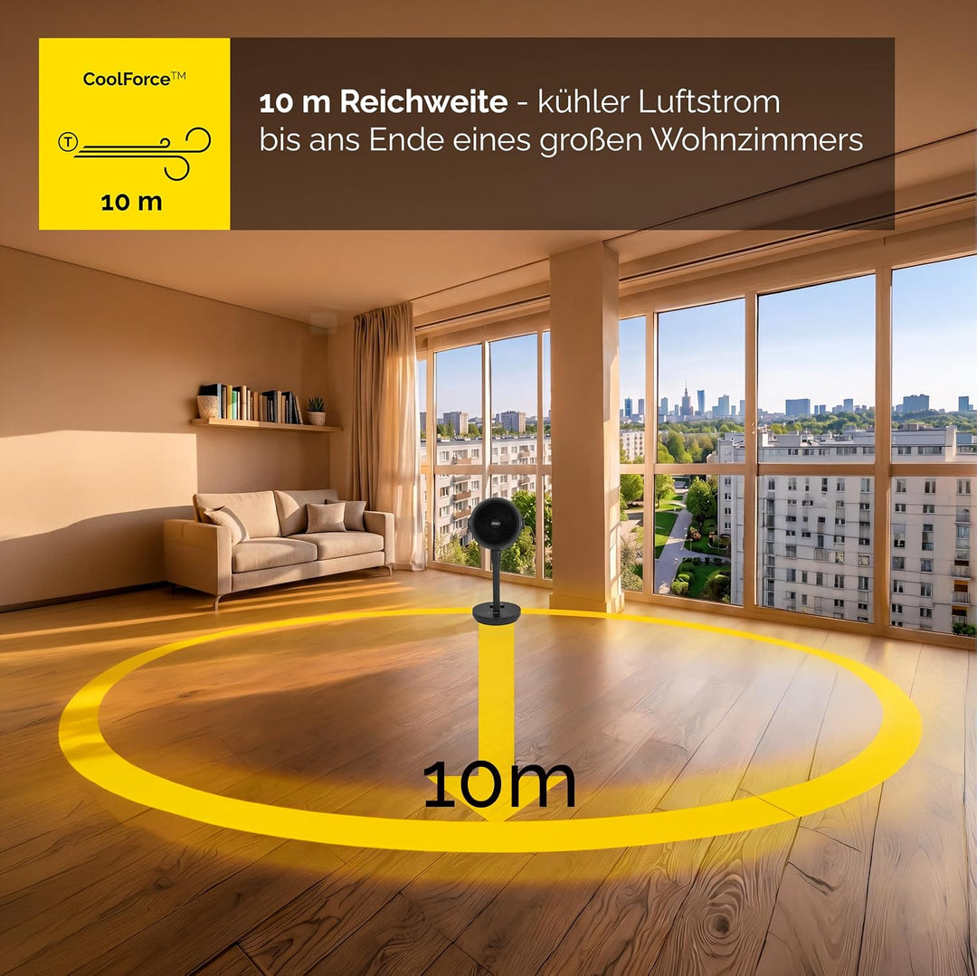 YOER Ventilator 2in1 Kühlen &amp; Heizen, 10 m Wurfweite, Heizlüfter Standventilator leise mit Fernbedie