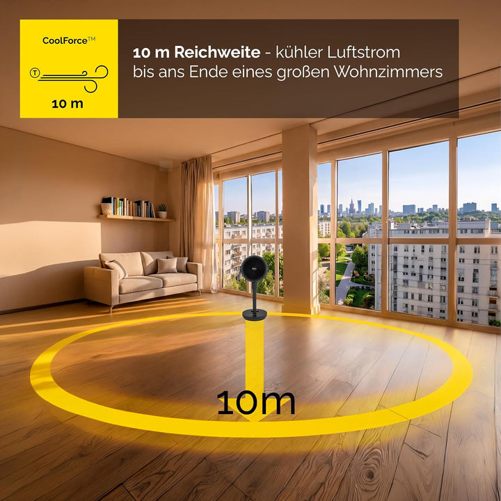 YOER Ventilator 2in1 Kühlen &amp; Heizen, 10 m Wurfweite, Heizlüfter Standventilator leise mit Fernbedie