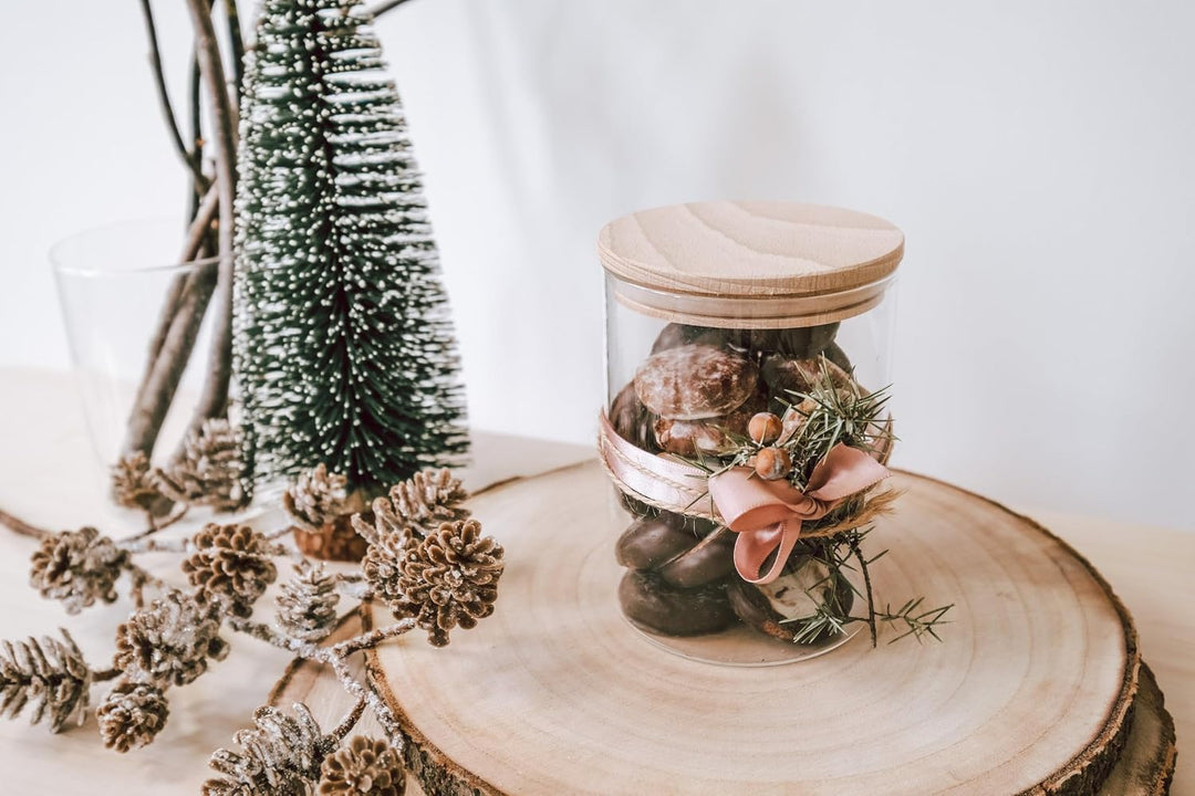 Keksdose Buchenholzdeckel graviert Weihnachtsmotiv, 4 Grössen Tannen 880ml, Tannen 880ml