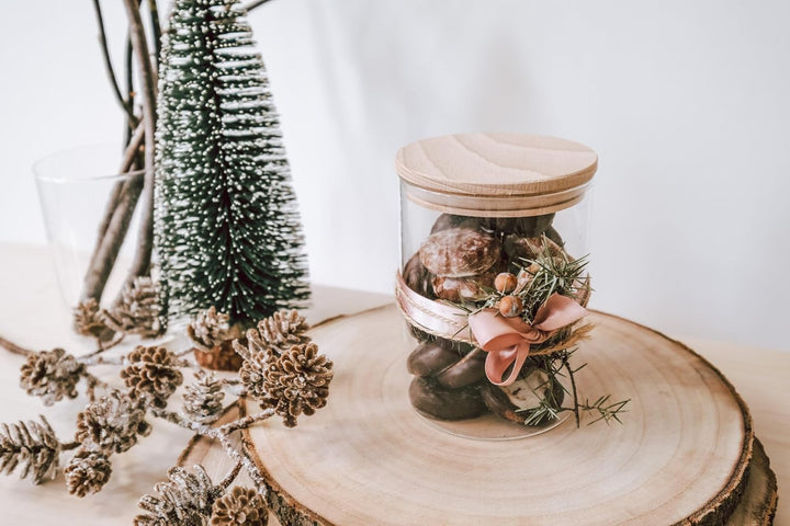 Keksdose Buchenholzdeckel graviert Weihnachtsmotiv, 4 Grössen Tannen 880ml, Tannen 880ml
