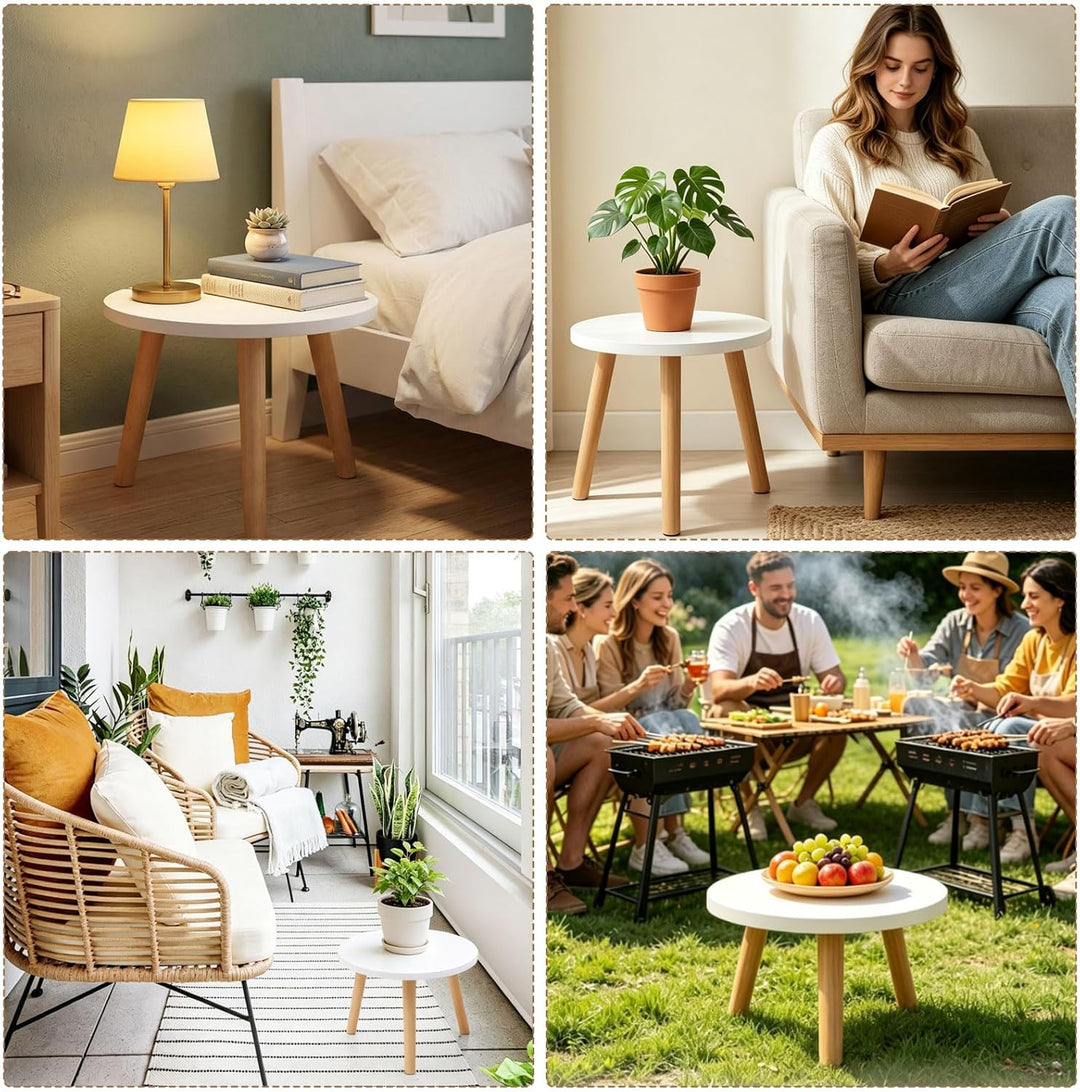 Pflanzenhocker aus Holz, Blumenhocker für Innen & Balkon, Pflanzenständer Stabil Rund, Blumenständer