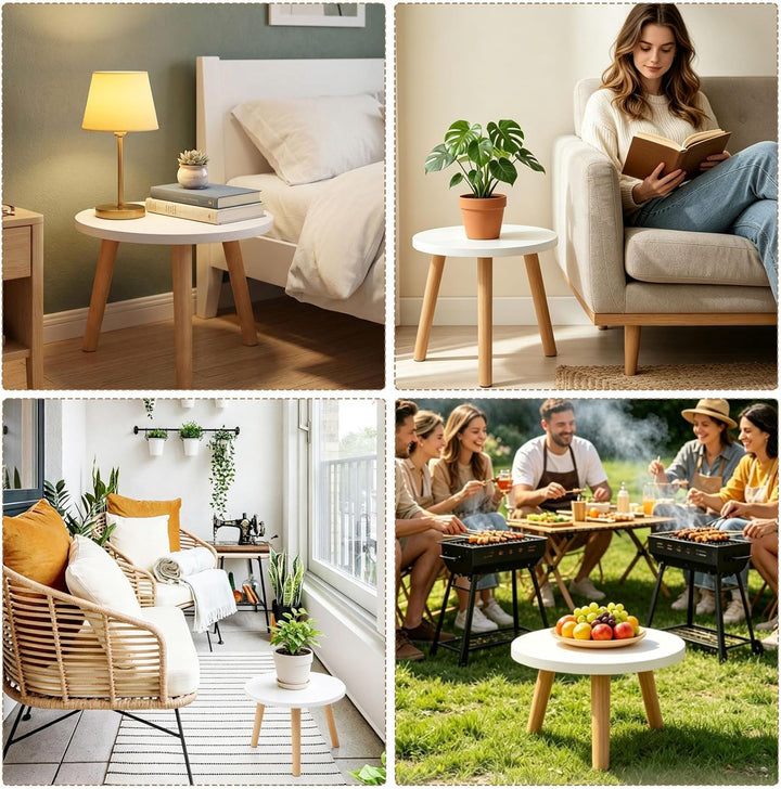 Pflanzenhocker aus Holz, Blumenhocker für Innen & Balkon, Pflanzenständer Stabil Rund, Blumenständer