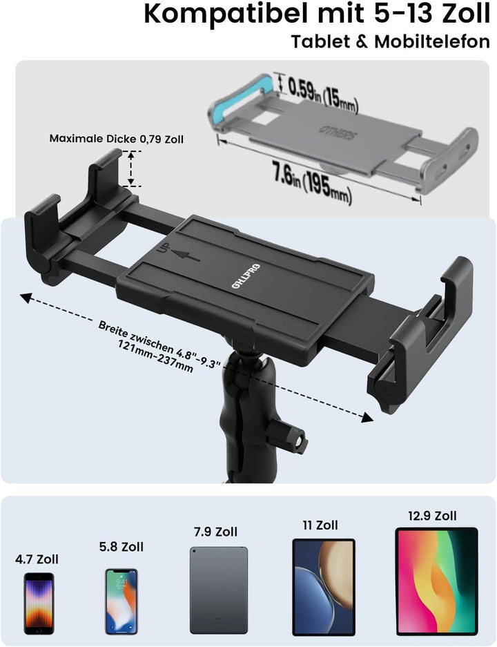 OHLPRO Tablet Halterung Auto Windschutzsche & Armaturenbrett Universal 360° Drehung iPad Autohalteru