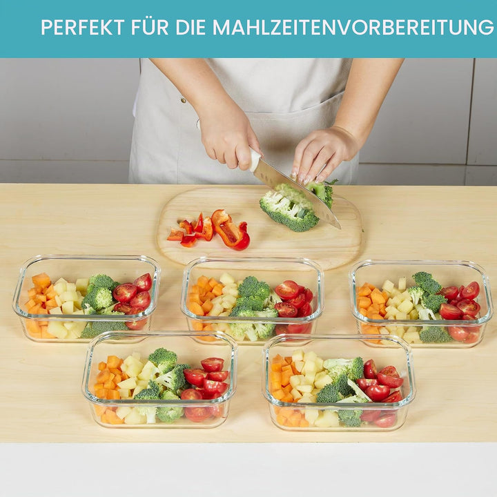 Vtopmart 5er-Pack Meal Prep Boxen Glas, 1035 ML Mealprepboxen für die Essensvorbereitung, Luftdicht