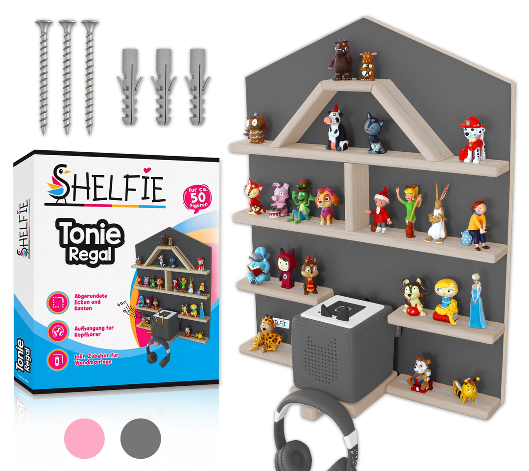 Villa - magnetisches Tonie-Regal für Tonie Box inkl. Ladestation, ca. 50 Tonie Figuren und Kopfhörer