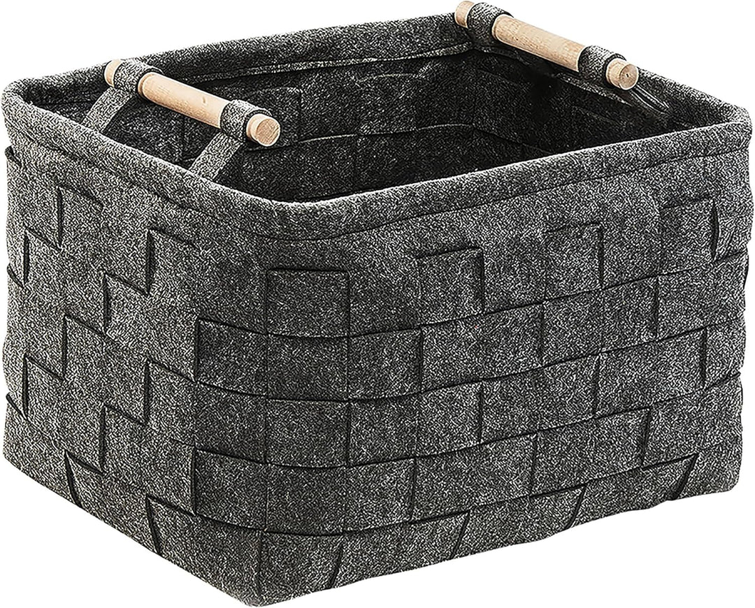 Kobolo Filzkorb Holzkorb für Kaminholz Zeitungskorb - Filz - dunkelgrau - 41x33x30 cm