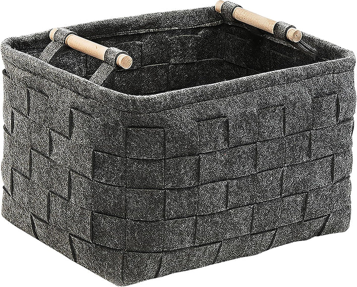 Kobolo Filzkorb Holzkorb für Kaminholz Zeitungskorb - Filz - dunkelgrau - 41x33x30 cm