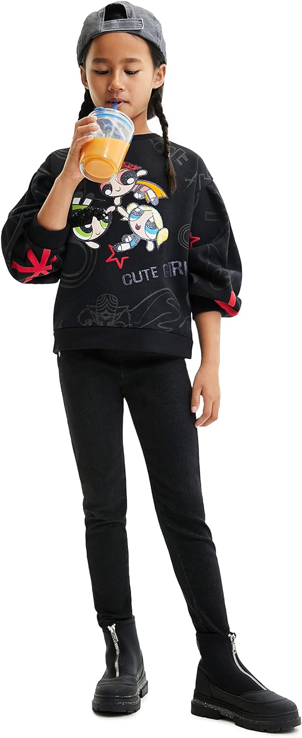 Desigual Girl's Cyan 2000 Black Sweater, 7/8