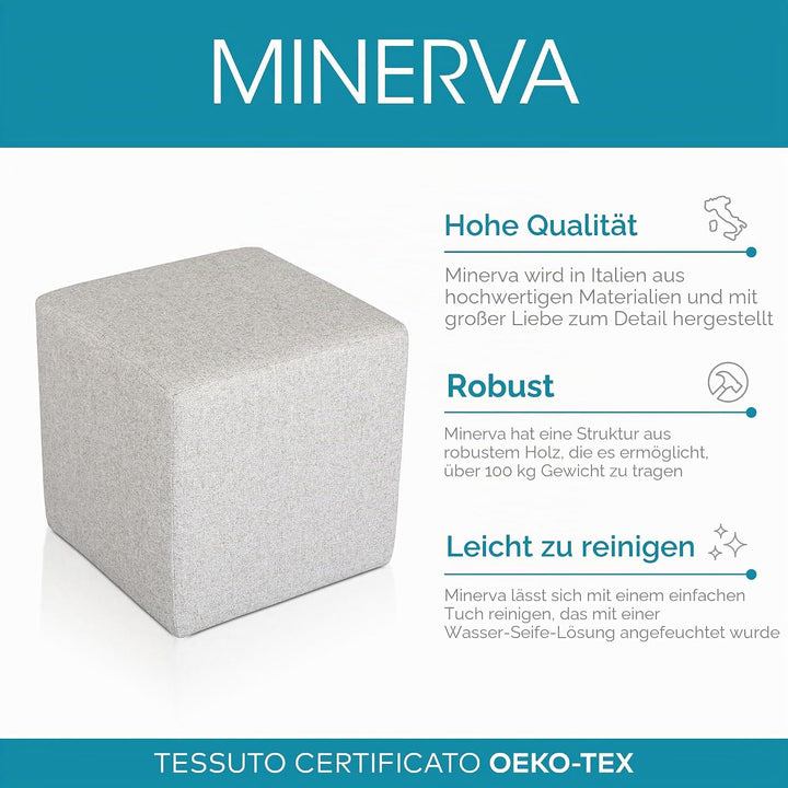 Deshome Pouf hocker Fussstütze 43x43x44 cm Wasserabweisender Stoff: Modernes Design Pouf für Sofa Wo