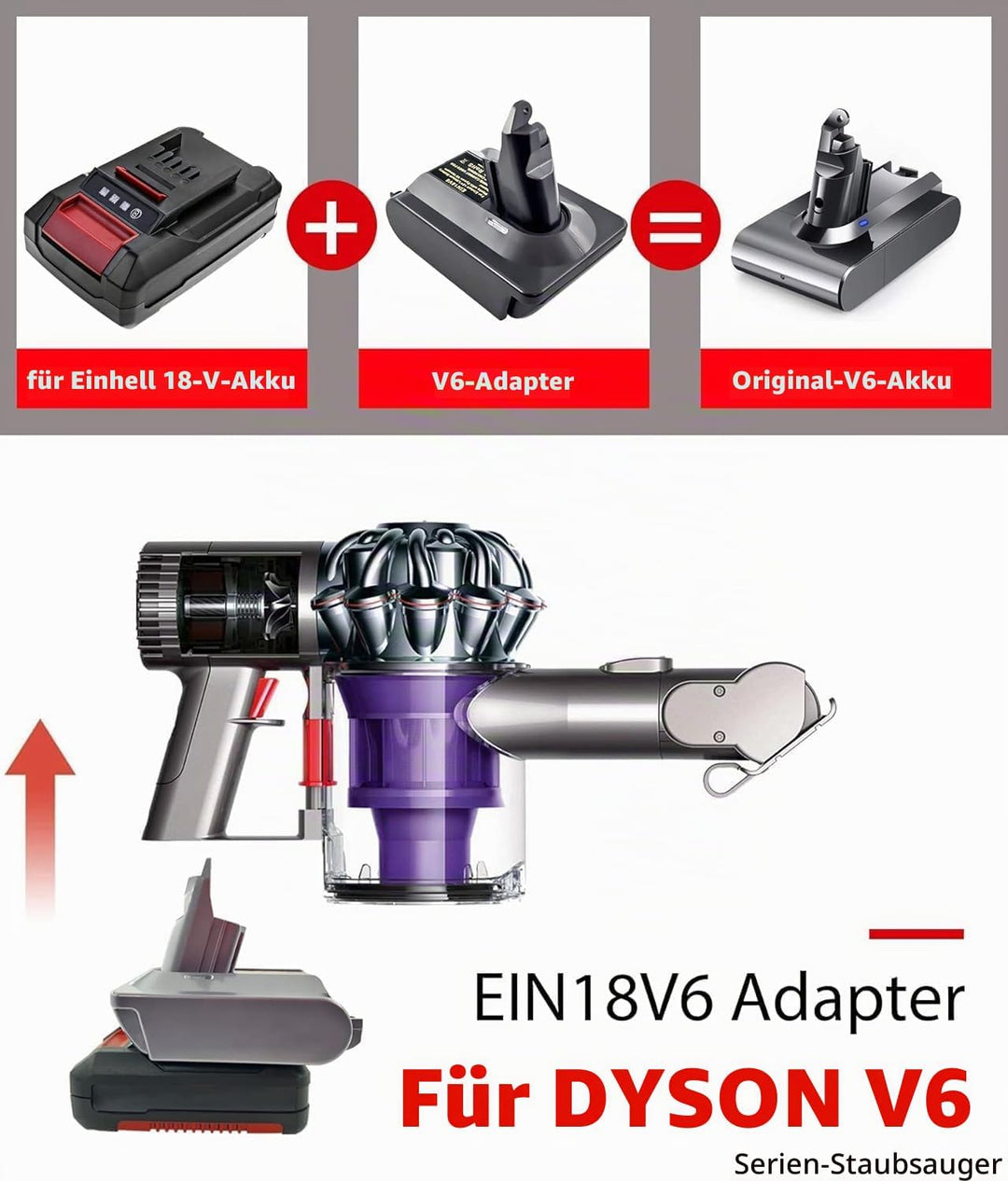 EIN18V6 Für Dyson V6 Batterie-Ersatzadapter für Einhell PXC 18V Akku Konverter für Dyson V6 SV03 SV0