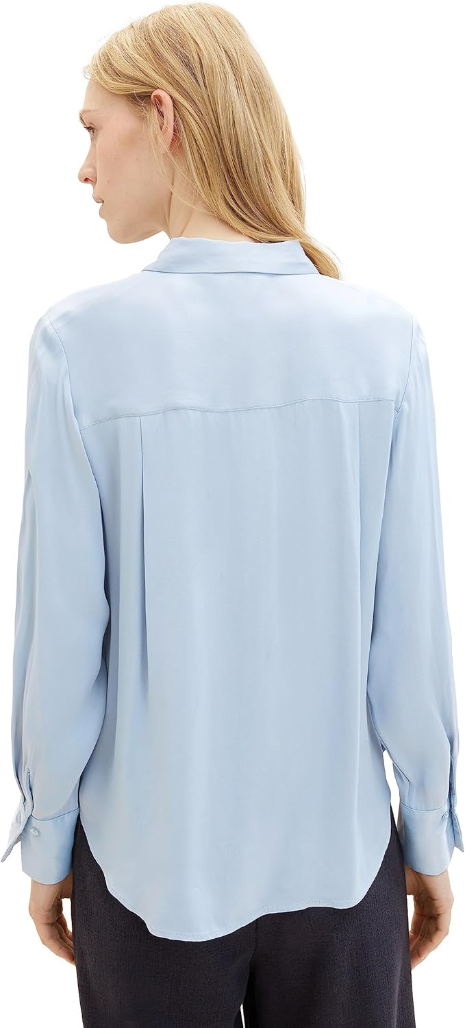 TOM TAILOR Damen Basic Satin Bluse 36 26320 - Stonington Blue, 36 26320 - Stonington Blue