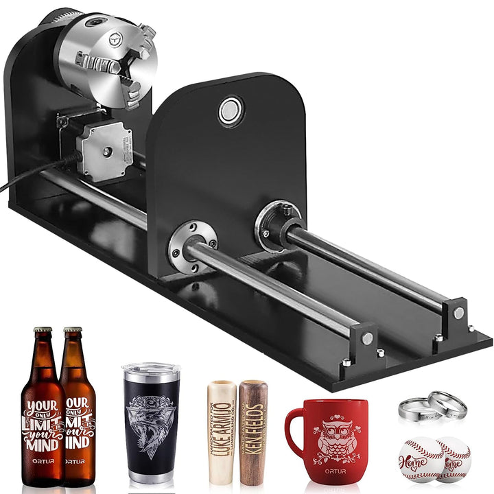 Laser Rotationsachse Drehachse Y-Achse mit 3-Backenfutter & Schrittmotor, 360° drehbare Laser-Rotati
