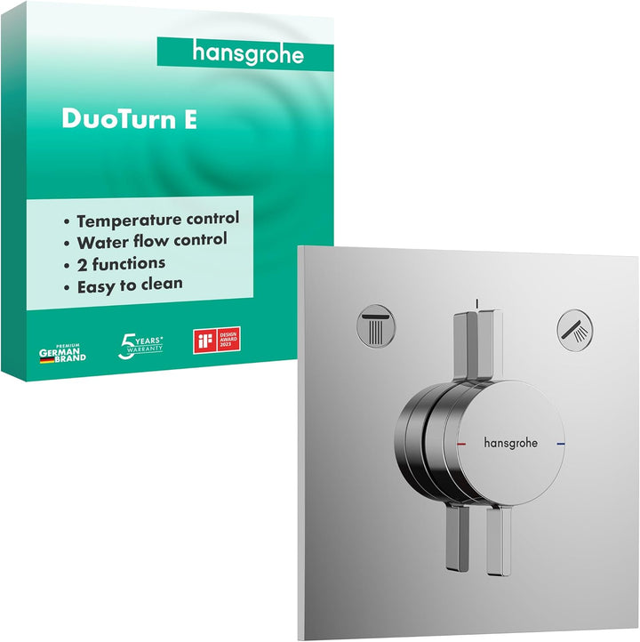 hansgrohe DuoTurn E - Duscharmatur Unterputz für 2 Verbraucher, Mischbatterie Dusche eckig, Einhebel