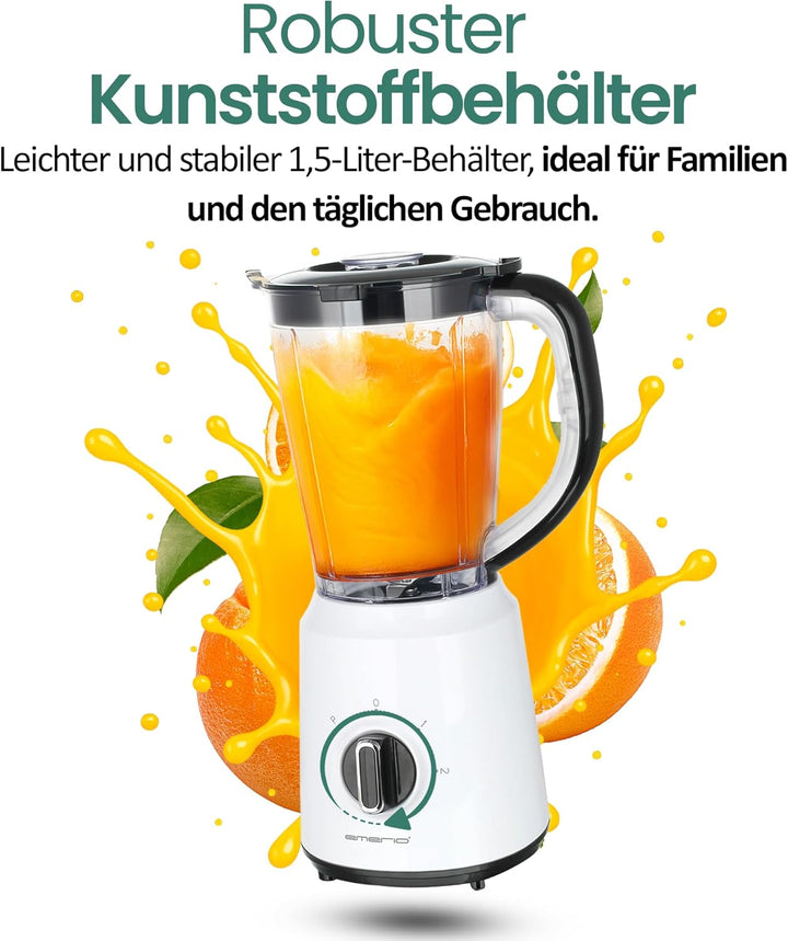 Emerio Standmixer BL-124816, BPA frei, Crush Ice Funktion, 1.5l Behälter, 2 Geschwindigkeiten + Puls