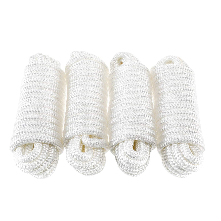 BOOMSTART 4 Stück Boot Seil 12mm Festmacherleine mit Auge Nylon Doppelt Geflochten Fenderseil Dock L