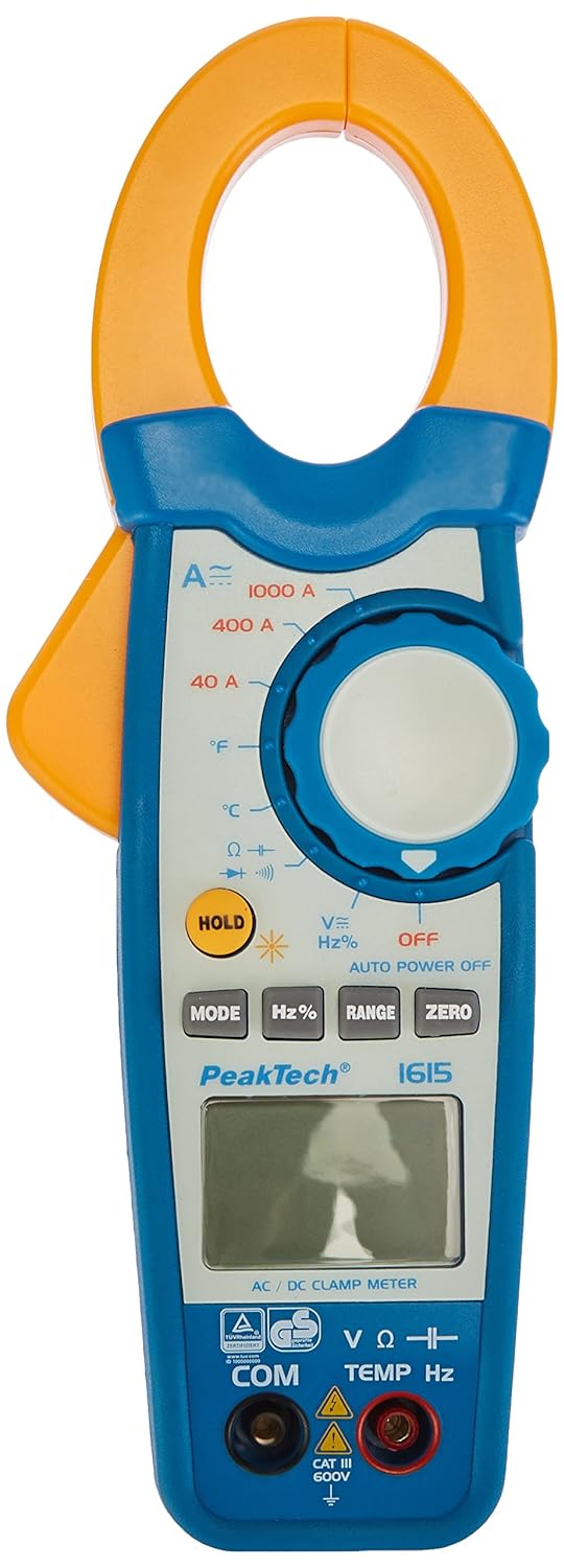 PeakTech 1615 – Zangenmessgerät 1000A AC/DC, Stromzange Multimeter, TÜV/GS, CAT III, Strommesszange,