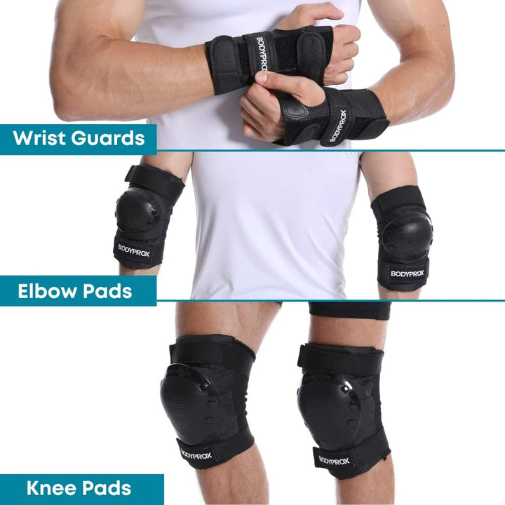BODYPROX Knieschoner Ellenbogenschoner Handgelenkschützer Set für Inline-Skaten, Skateboarden, Rolle