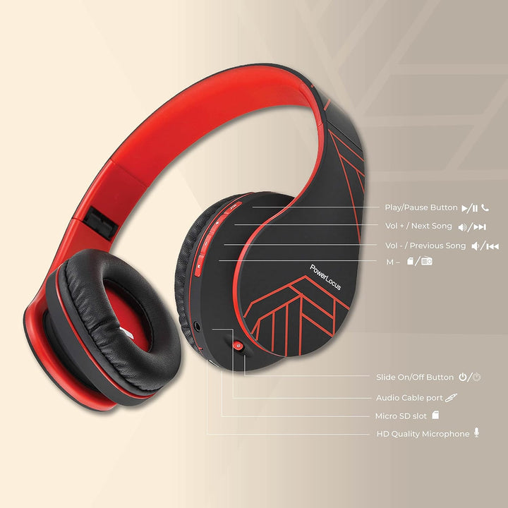 PowerLocus Bluetooth Over-Ear Kopfhörer, Kabellos Stereo Faltbare Kopfhörer Kabellose und Kabel-Kopf