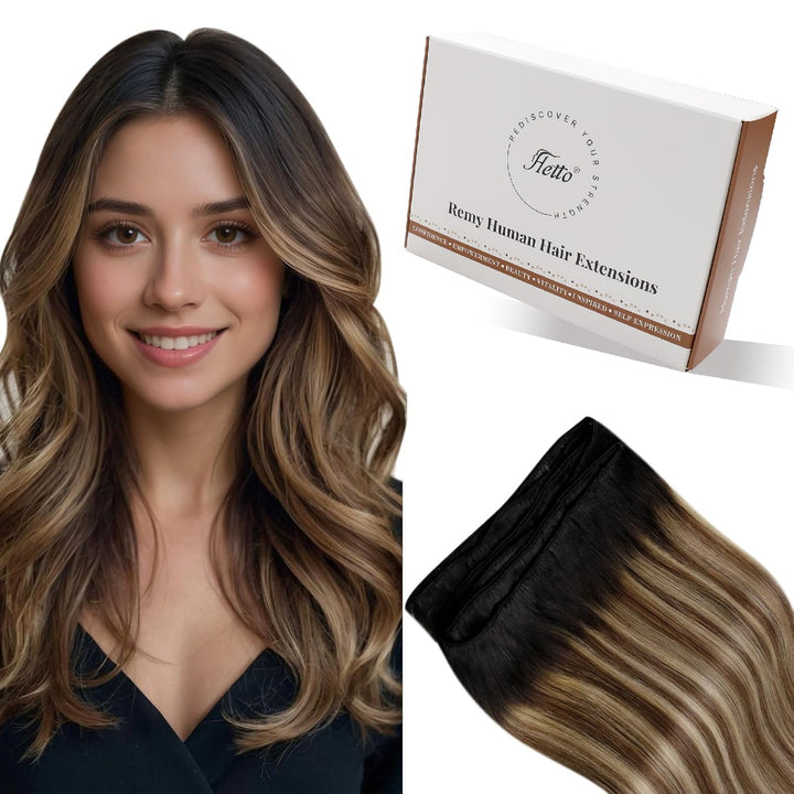 Hetto Balayage Echthaar Tressen Extensions Remy Tressen Echthaar Extensions Naturlich Tressen Extens