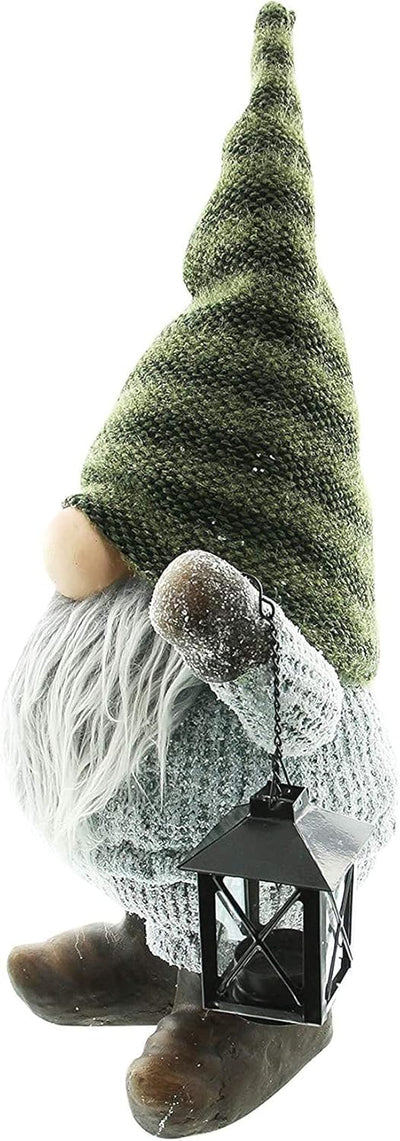 Dekoleidenschaft Wichtel gross, 56 cm hoch, aus Textil und Kunstfell, mit Laterne, Dekofigur, Teelic