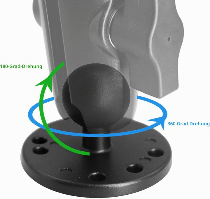 1 Zoll/B-Grösse / 25mm Kugelhalterung aus Aluminiumgusslegierung, AMPS-Loch-Rundplattenbasis, Kompat