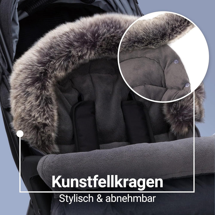 Zamboo Universal Thermo Fusssack mit Fell für Buggy Kinderwagen - Kinder Winterfusssack für 3-Punkt