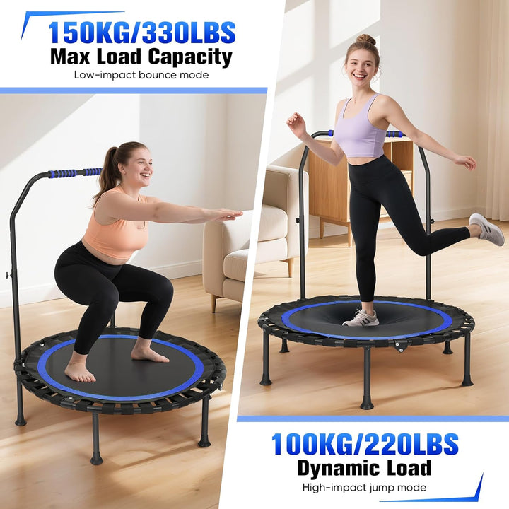 Fitness Indoor Trampolin klappbar ohne Installation | Ø101cm,Mini Trampoline | Tragfähigkeit 150 KG