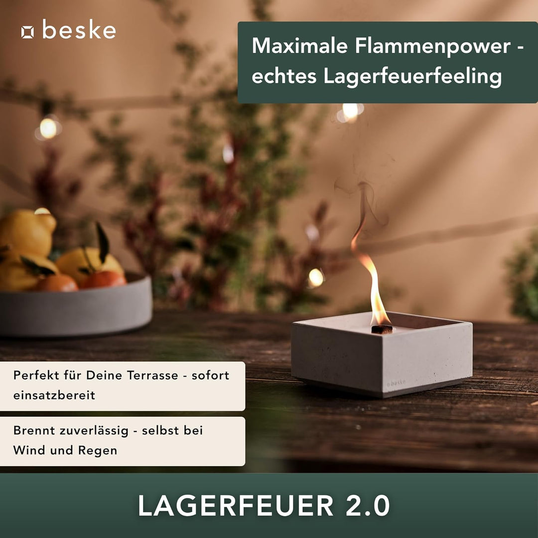 Original Betonfeuer Set inkl. Ständer Löschbrett und Nachfüllwachs | Pulverbeschichteter Ständer | H