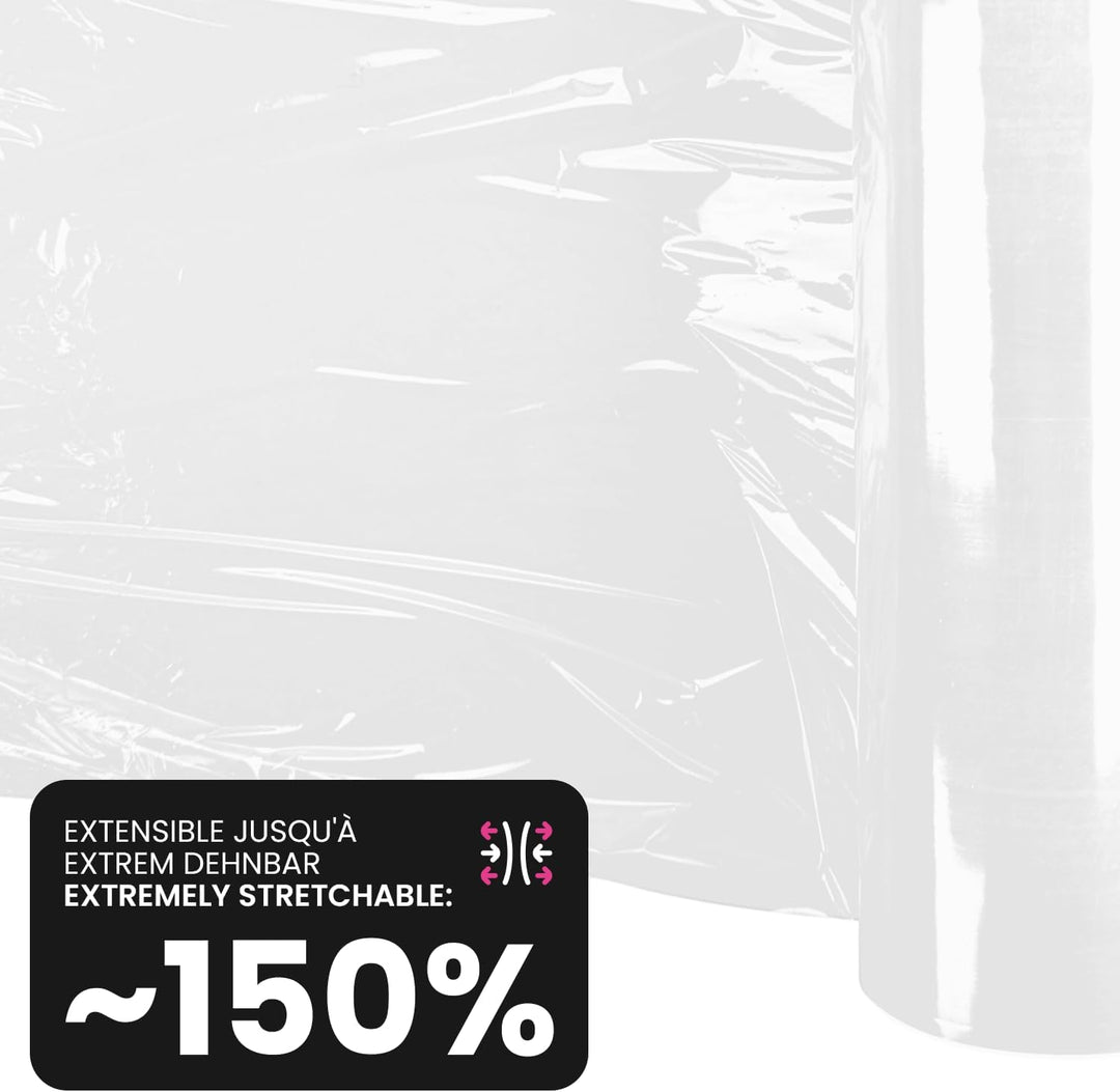 Netuno 1x weisse Stretchfolie 23my 500 mm 2,5 kg transparente Folie Polyethylen Folie Cast-Film Weis