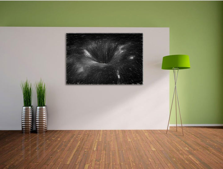 Pixxprint Schwarzes Loch im Weltall Kunst als Leinwandbild/Grösse: 100x70 / Wandbild/Kunstdruck/fert