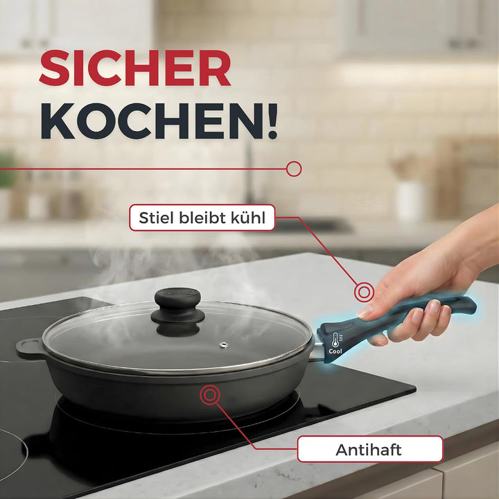 Lieblingspfanne Bratpfanne 24 cm Ø - flacher Rand 5 cm - Für alle Herdarten & Induktion - PFAS-frei