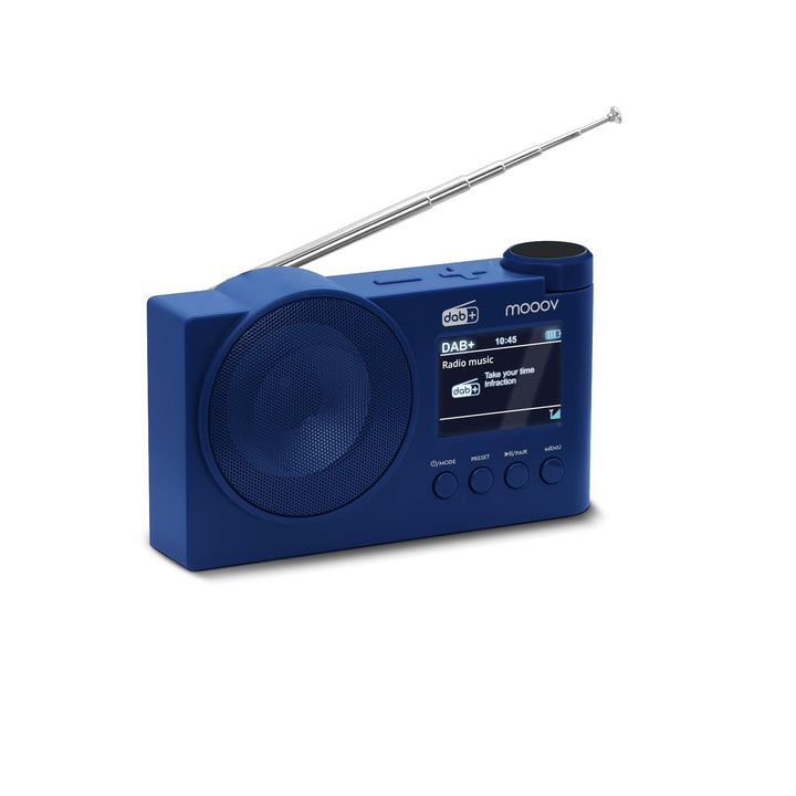 Mooov 477255 Dab+ und FM-Radio mit Bluetooth 5.0, Dual-Alarm, Farbdisplay, USB MP3, Akku bis zu 15 S