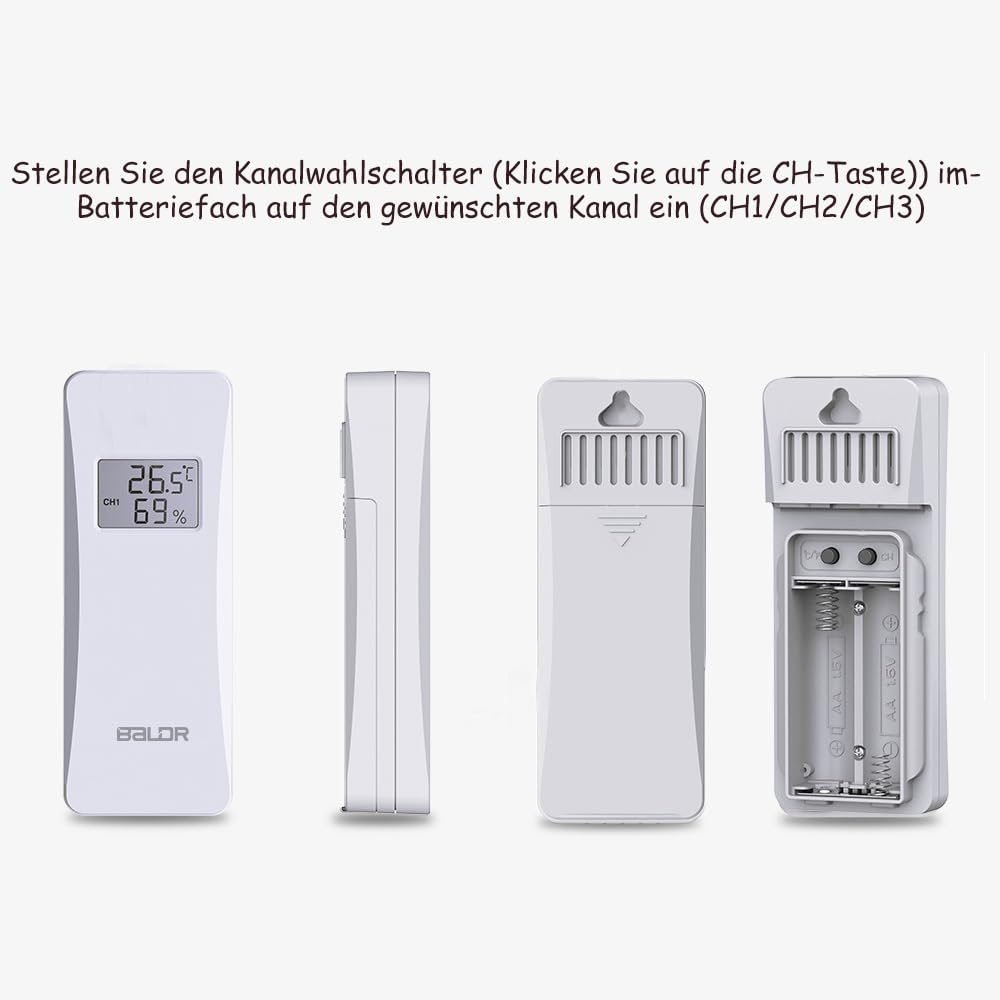 [NUR für BALDR] Wetterstation Aussensensor, Thermo-Hygro-Sender mit Display - [Offizielles Zubehör]