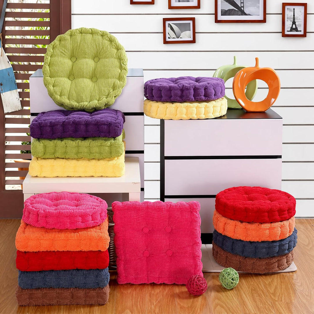 Sitzkissen Stuhlkissen Outdoor, 2er Set Sitzkissen Rund 40x40cm | Dicke Steppkissen Bodenkissen Gart