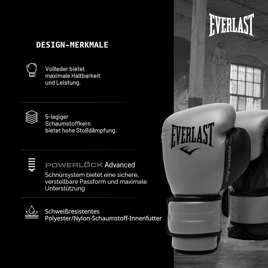 Everlast Unisex – Erwachsene Powerlock 2R Glove Handschuhe Dunkelgrau 12oz., Dunkelgrau 12oz.