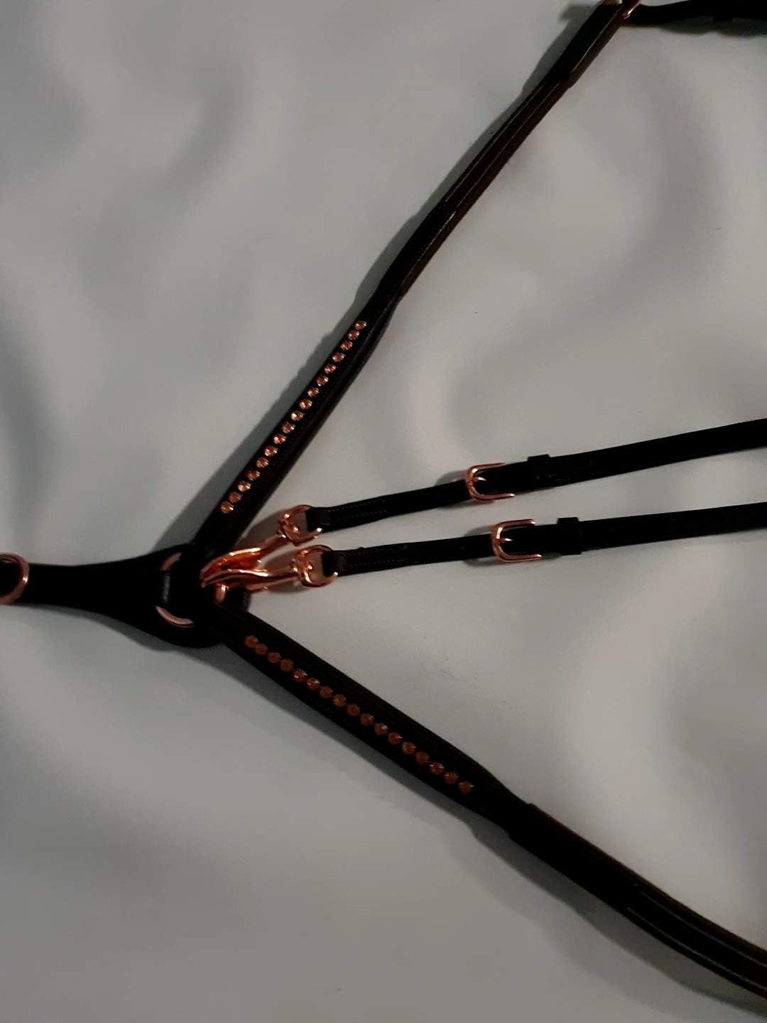 Vorderzeug Deister Braun Roségold Rosa Dunkelbraun Leder weich Strass Glitzer Hilfszügel Tysons (X F