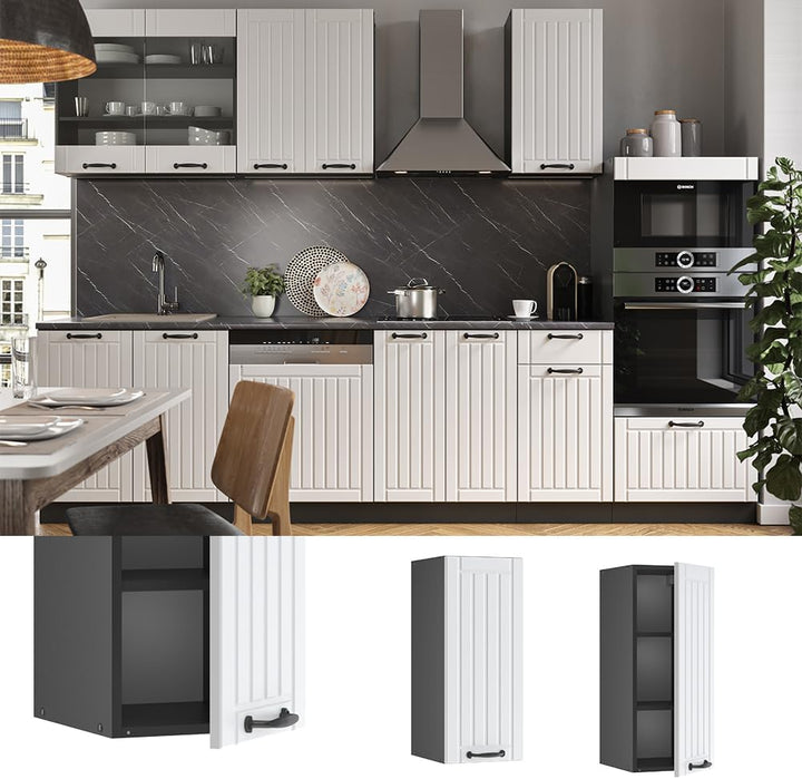 Vicco Hängeschrank Fame-Line, Weiss Landhaus/Anthrazit, 30 cm Weiss Landhaus Hängeschrank 30 cm, Wei
