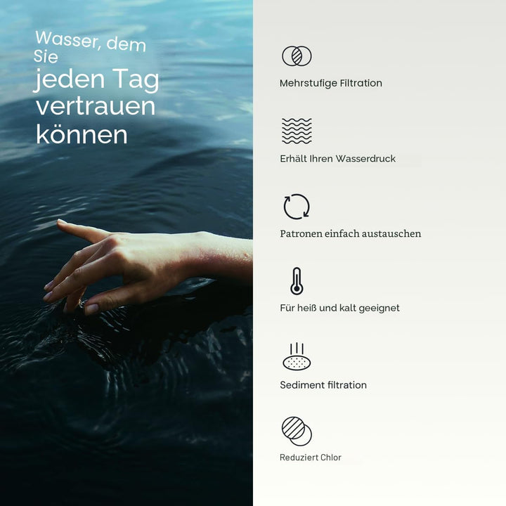 Hohe Ausgangsleistung Universal Dusche Filter mit auswechselbare dreistufig Filter Kartusche – Chrom
