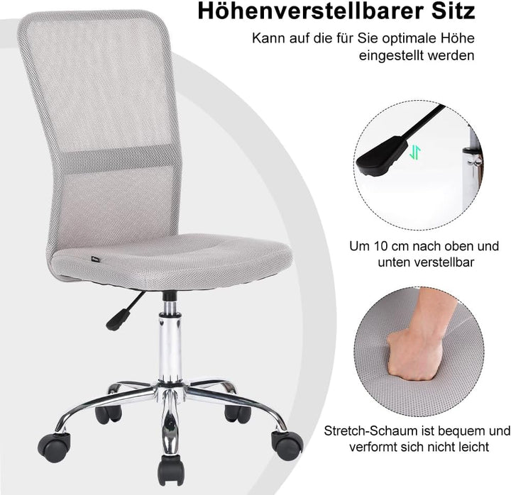 Mingone Bürostuhl Ergonomisch Schreibtischstuhl aus Mesh Höhenverstellbarer Drehstuhl 360° Drehbarer