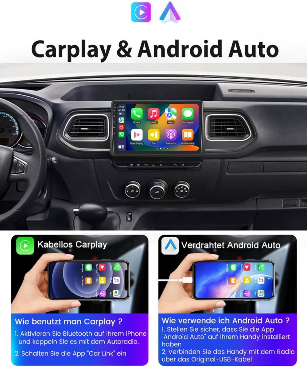 Auto Radio Autospieler GPS Navi Navigation Carplay/Android Autoradio 10 Zoll HD-Touchscreen, Ersatz