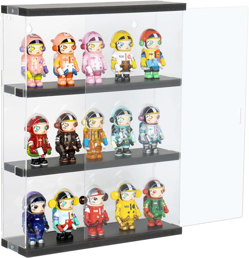 Nynelly 3 Ebenen Vitrine für Sammlung aus Acryl, Wand-Box, transparente Vitrine mit Tür für Mini Fun